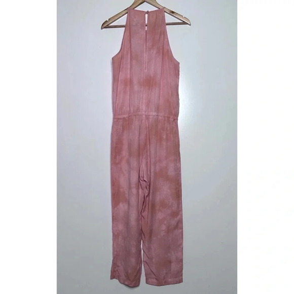 Cloth & Stone Anthropologie Day Tripper Peachy Pink Tie Dye Cropped Jumpsuit S - Picture 8 of 12
